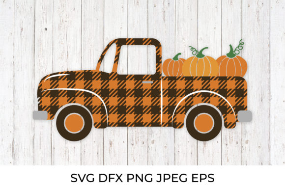 Fall Retro Truck with Pumpkins