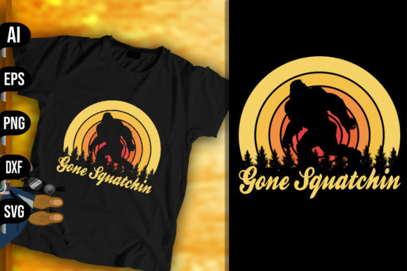 Gone Squatchin - Funny Bigfoot Retro
