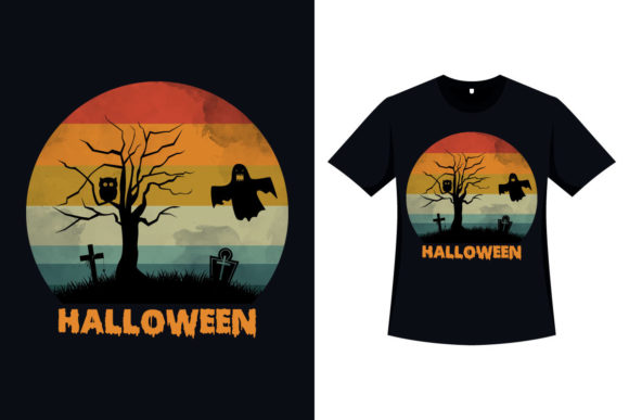 Halloween Ghostly Retro T-shirt Design