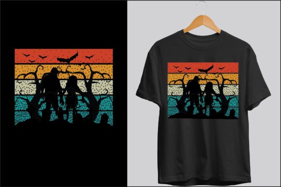 Halloween Retro Sunset T-shirt Design
