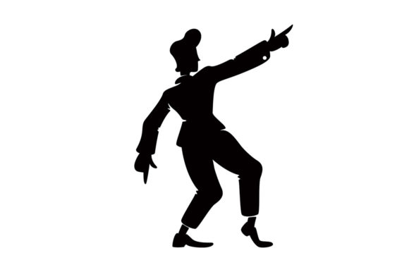 Retro Style Confident Guy Silhouette