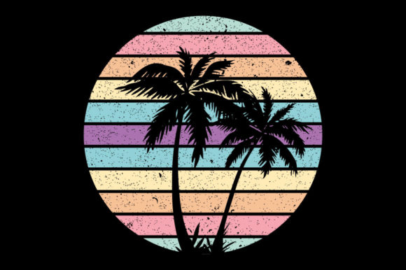 Retro Vintage Sunset Palm Tree 4