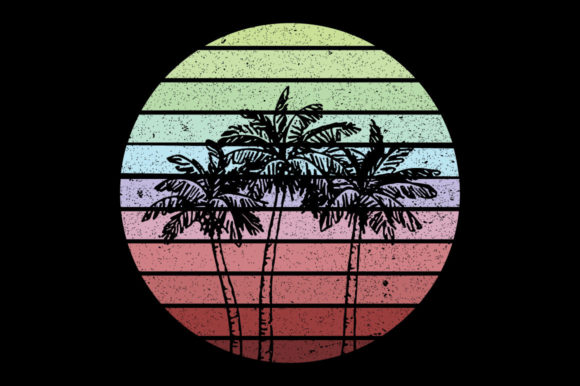 Retro Vintage Sunset Palm Tree 8