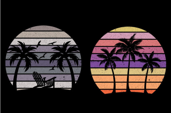 Vintage Retro Sunset Palm Tree, Kdp