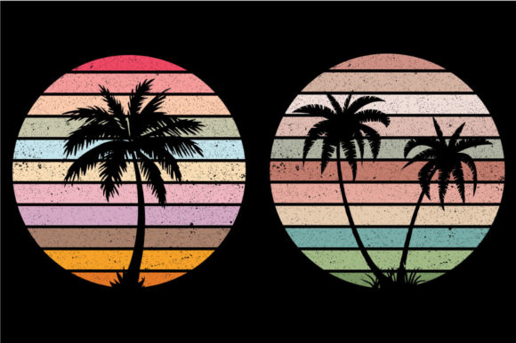 Vintage Retro Sunset Palm Tree Sublimat